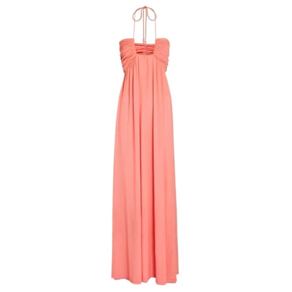 STAUD Kanha Reversible Mesh Halter Maxi Dress Orange Pink XL - Picture 4 of 13
